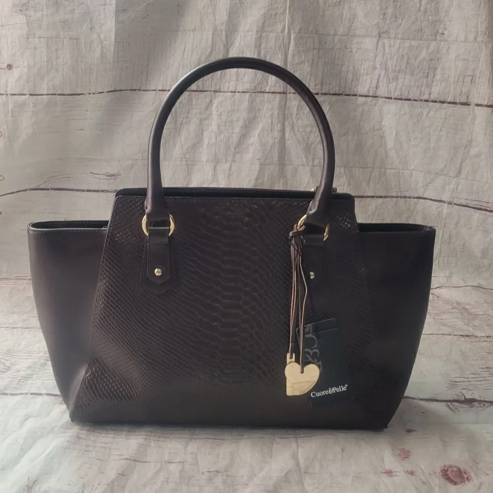 Cuore & Pelle Musette Carryall Leather Satchel NWT